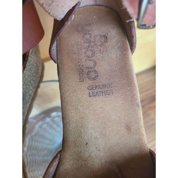 Yokona Brown Leather US 9 Mary Jane Cork Wedge Made Spain Sandals Clogs Boho - Picture 10 of 10